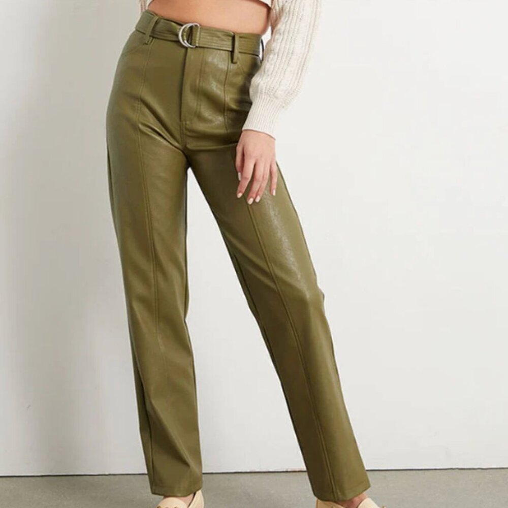 Pacsun Faux Leather Belted '90s Boyfriend Pants